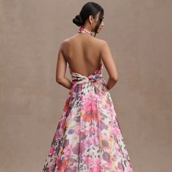 MAC DUGGAL x Anthropologie Asymmetrical Ruffled A-Line Halter Gown (size 6) NWT - Picture 2 of 12